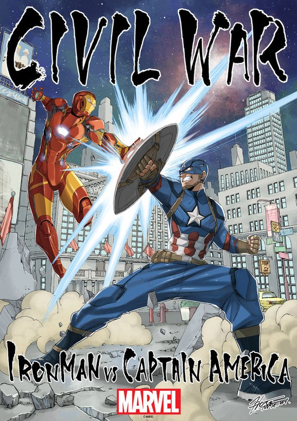 IronMan et CaptainAmerica dessinés par Hiro Mashima (Rave Master, FairyTail ...)
