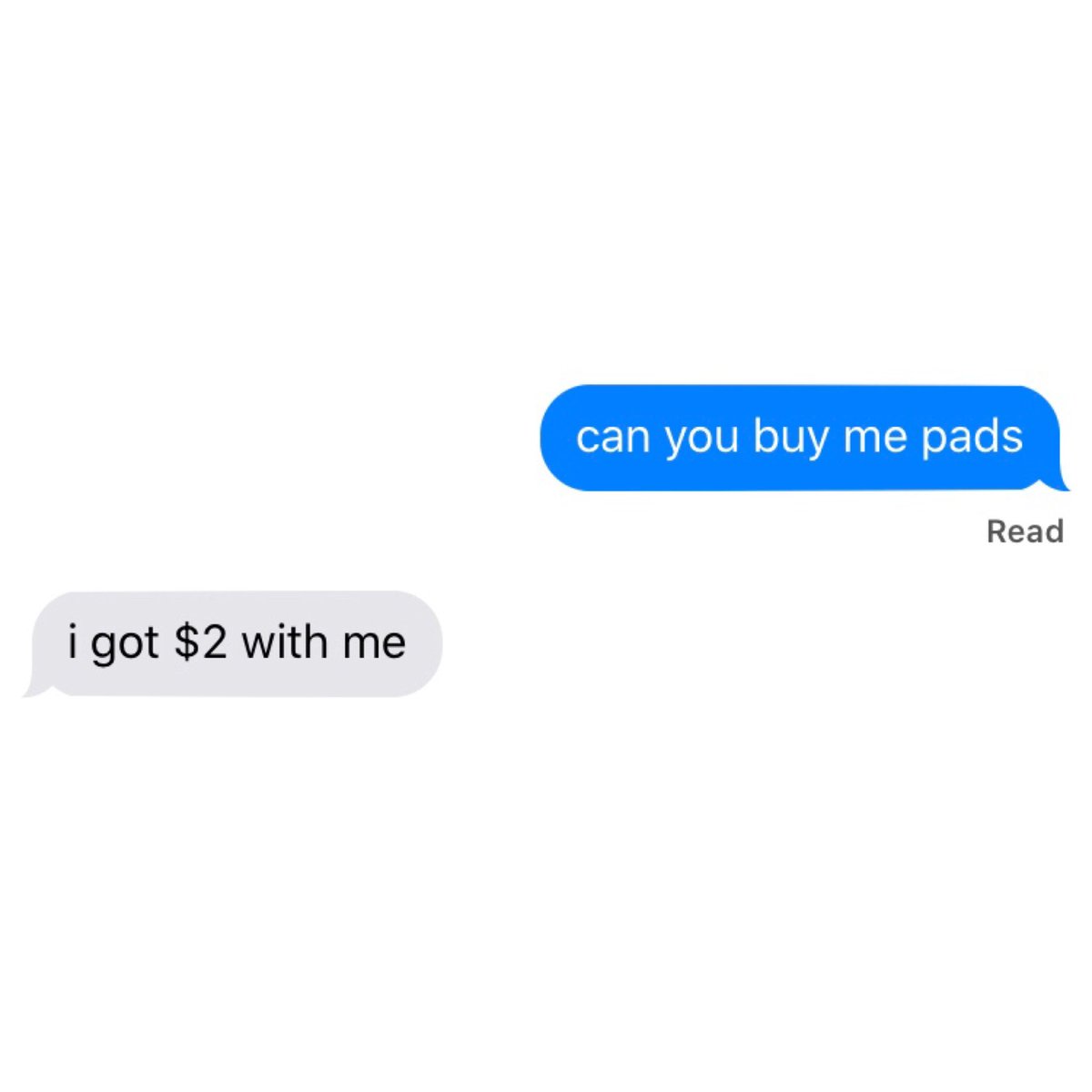 gfriend responding to “can you buy me pads” texts; a thread