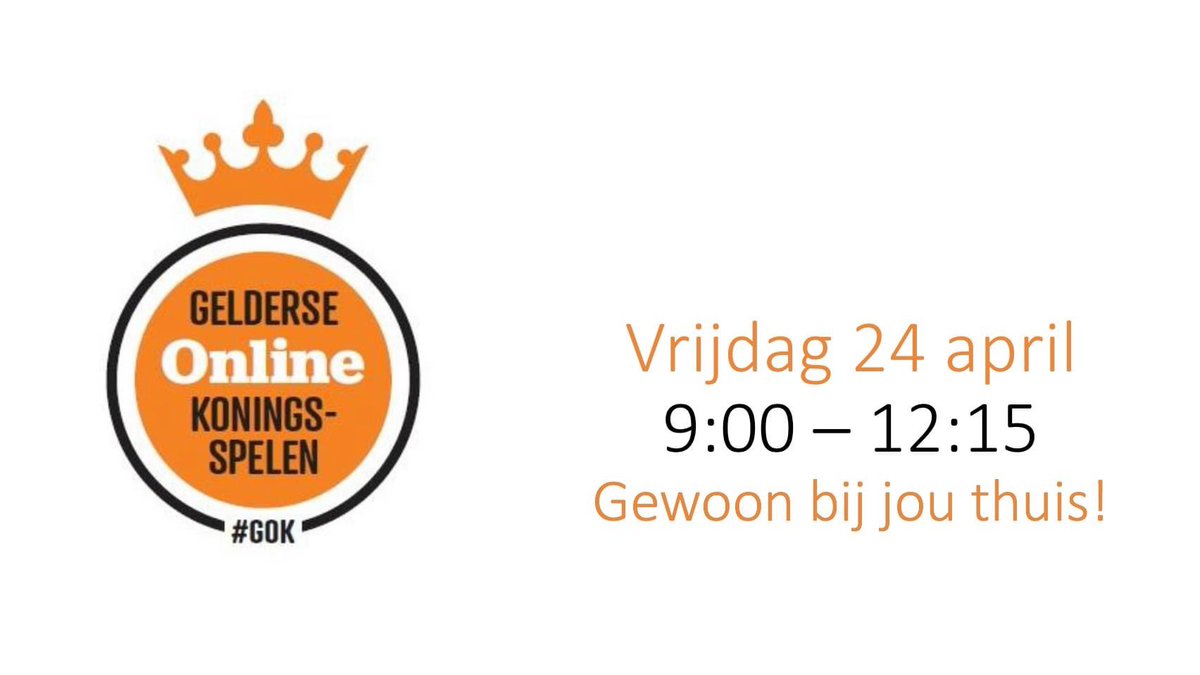 👑 Vrijdag is het zover: de Gelderse Online Koningsspelen. Doe jij ook mee? ⏰ Van 9-12.15 uur kunnen Zevenaarse basisschoolkinderen, samen met (bijna) alle andere kinderen in Gelderland, meedoen. Dit kan gewoon thuis, ➡️ bit.ly/3cBcwQ6. Veel plezier! 😀 #Zevenaar #GoK