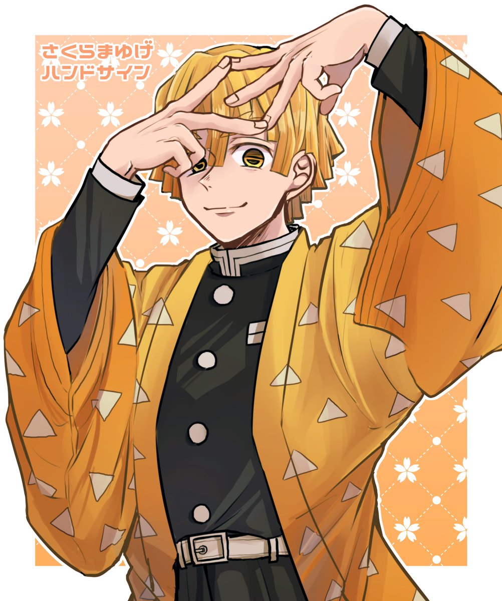 demon slayer uniform 1boy male focus blonde hair solo haori japanese clothes  illustration images