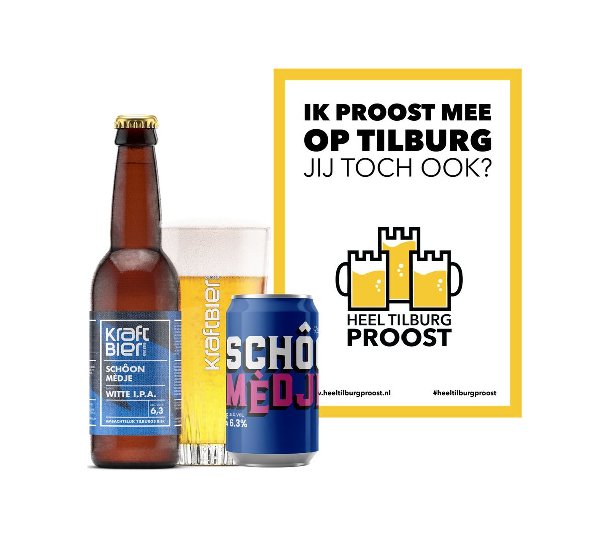 Om een lokale bierbrouwer te steunen bedachten wij "Heel Tilburg Proost". Samen met alle Tilburgser heffen wij vrijdag het glas op de stad, op elkaar en op alle lokale helden. Proost!