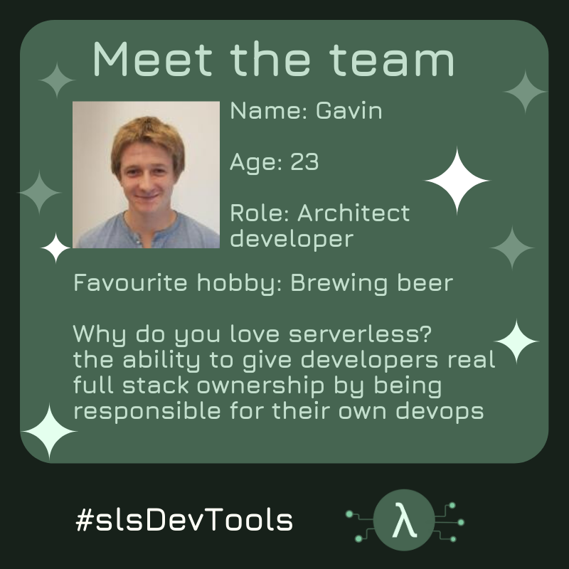 SlsDevTools's tweet photo. Introducing another #slsDevTools team member Gavin Williams - our very own Scottish Brewmaster! #Serverless #aws #brewmaster https://t.co/0BGlTWfOKR