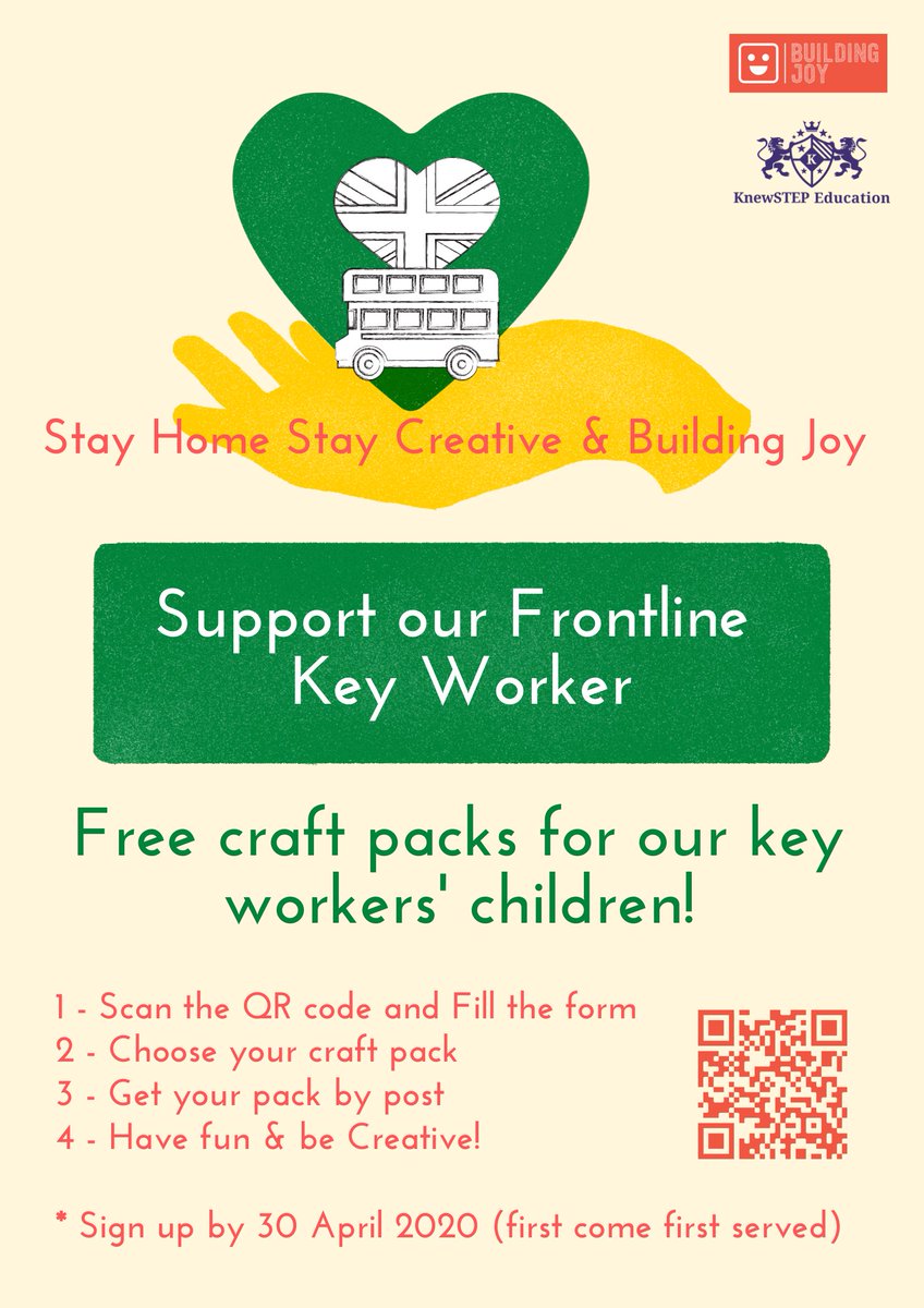 #Stayhome #Staycreative #Freecraftpacks

We understand the bittersweetness of home educating your children during this difficult period. We are happy to inform that we have now joined with <a href="/buildingjoyuk/">buildingjoyuk</a> to give away free craft packs to key workers' children. 

Check out more 👇