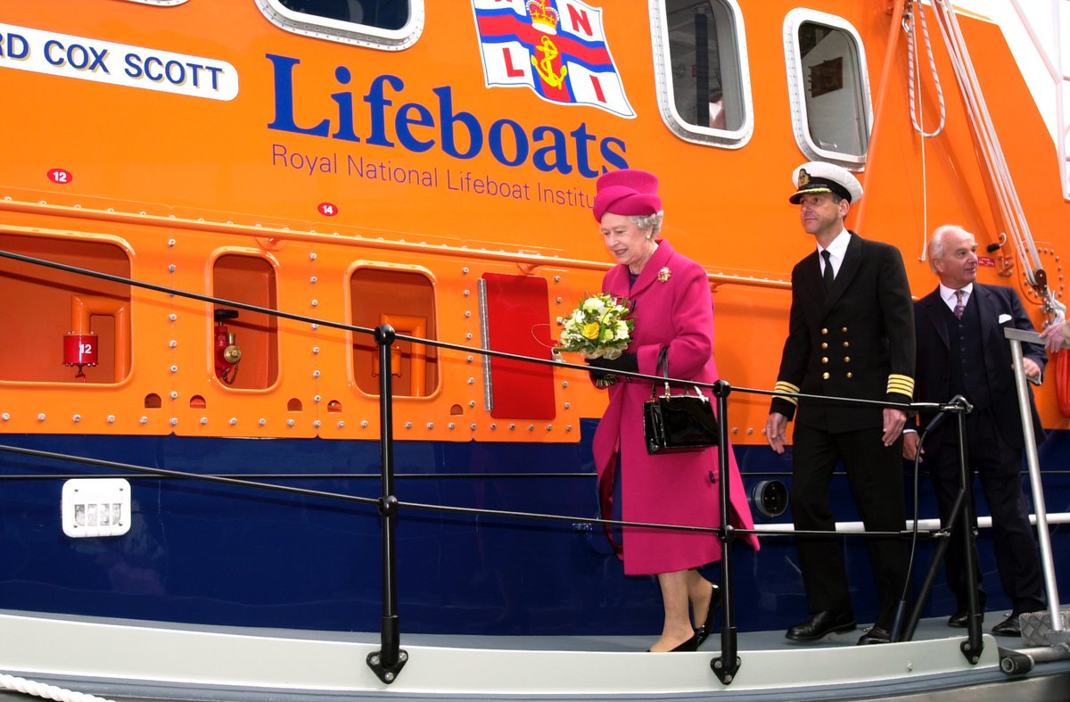 Happy Birthday to Her Majesty The Queen. Among many ceremonies and celebrations as our Patron since 1952, #QueenElizabeth has named five lifeboats, including <a href="/FalmouthRNLI/">Falmouth Lifeboat</a> Severn class 'Richard Cox Scott' (pictured).