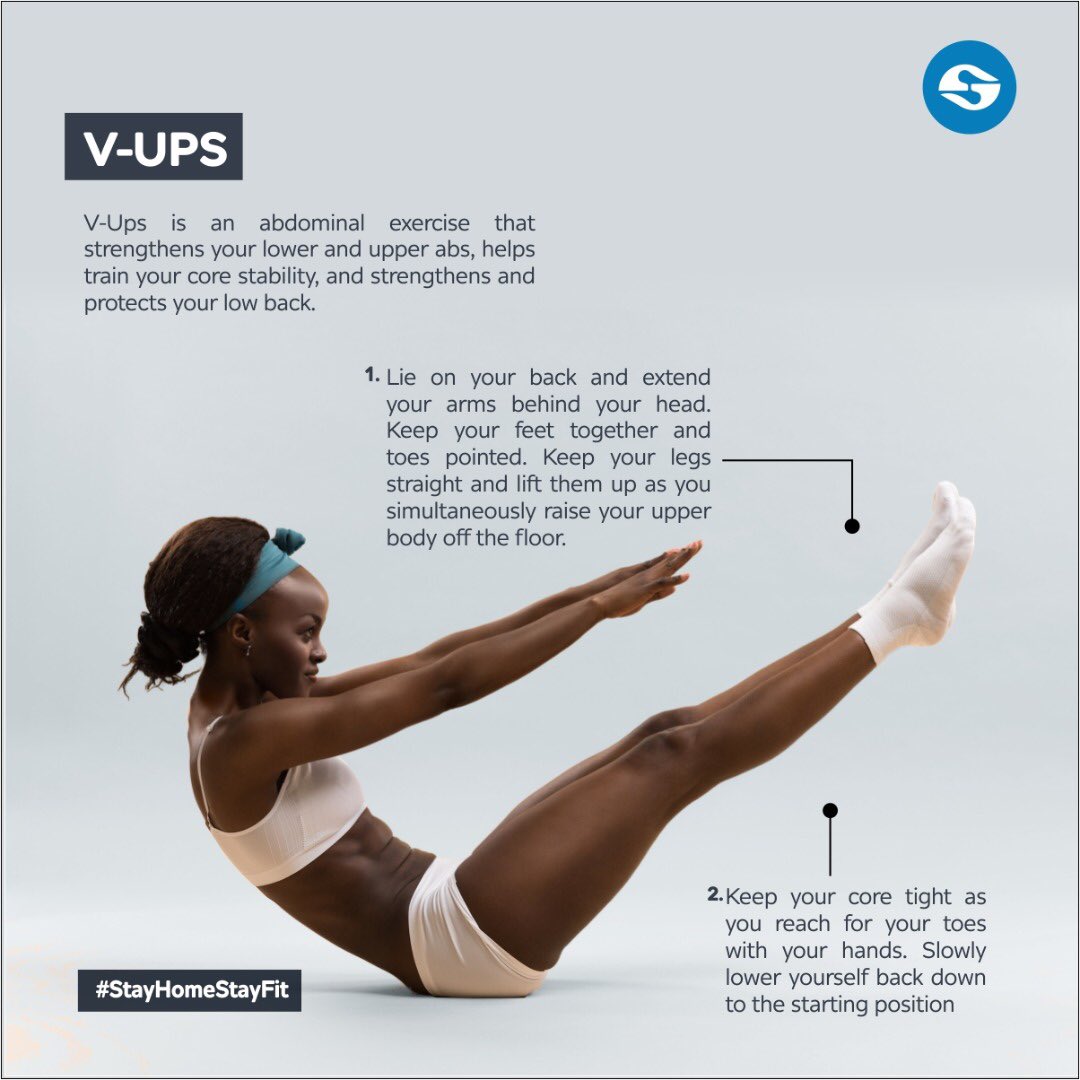 CREDIT DIRECT on X: #Vups is an abdominal exercise that strengthens your  lower and upper abs, helps train your core stability, and protects your low  back #StayFit #PhysicalFitness #StayHomeStayFit #Exercise #Workout   /