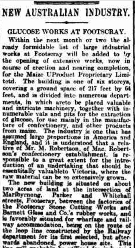 The earliest reference I can find to Plottel’s work in Footscray is in 1913, when he was commissioned to design a new glucose extraction plant by the Maize Product Company, a Footscray kosher grain processor  https://trove.nla.gov.au/newspaper/article/196238285