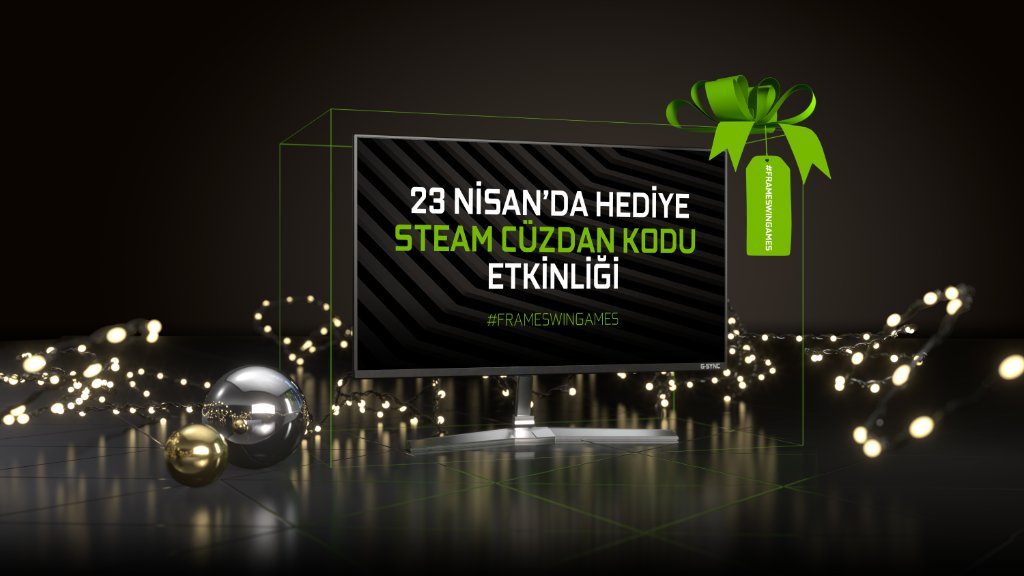 23 Nisan'da #FramesWinGames diyen 3 kişiye 100₺ değerinde Steam Wallet Code hediye ediyoruz. 🇹🇷

Katılım şartları👇
📍<a href="/nvidiageforcetr/">NVIDIA GeForce TR</a>'ı takip et.
📍Gönderiyi beğen ve retweet'le.
📍Cevaplara #FramesWinGames etiketiyle bir arkadaşını etiketle.💚