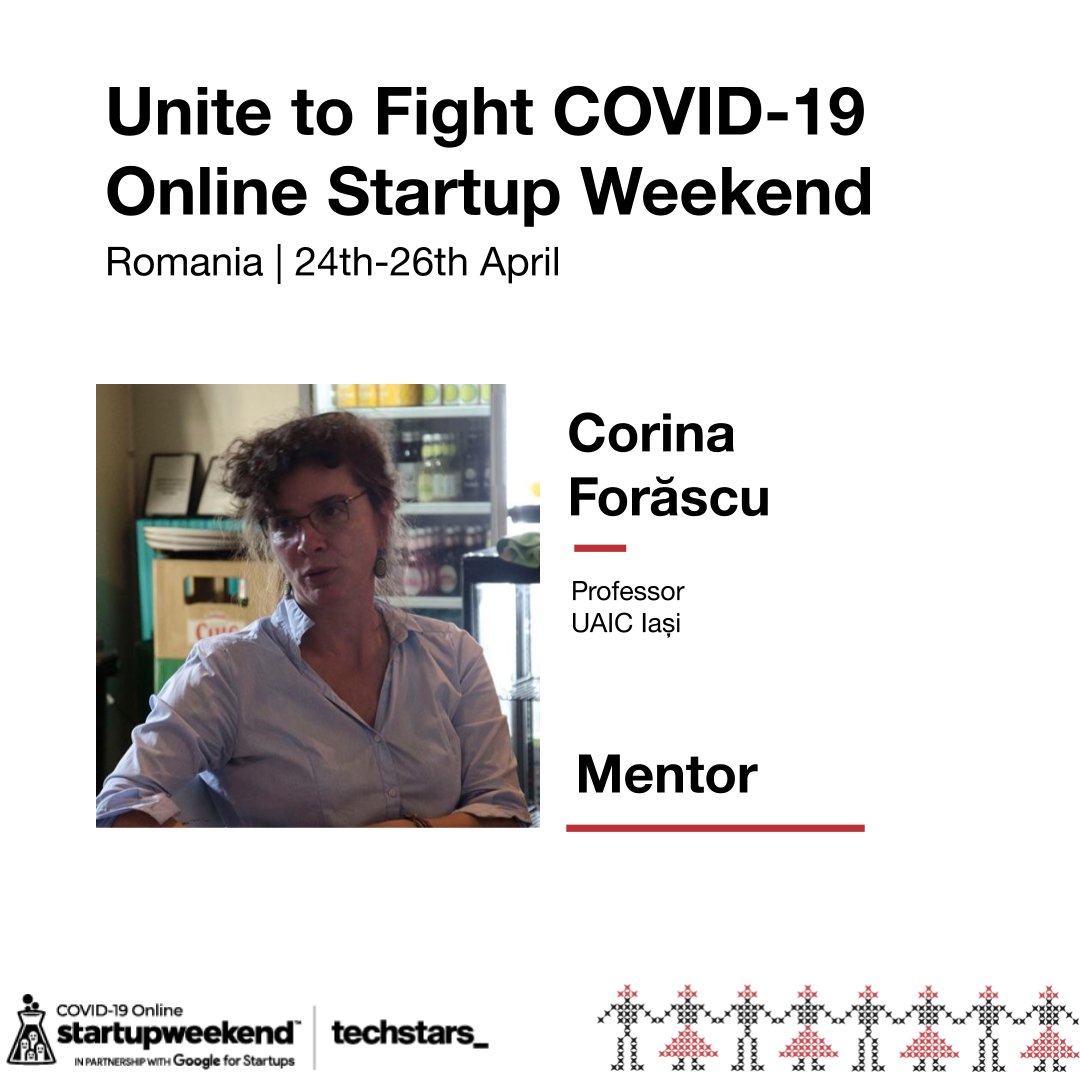 bucharest_sw's tweet photo. Professor at the Faculty of Computer Science of Iasi, teaching, among other matters, Entrepreneurship. She loves supporting and helping people (especially the students). 

JOIN STARTUP WEEKEND HERE: https://t.co/5WW5waussm

 #Save2020 #SWRomania  #COVID19StartupWeekend https://t.co/shm7a1i0HO