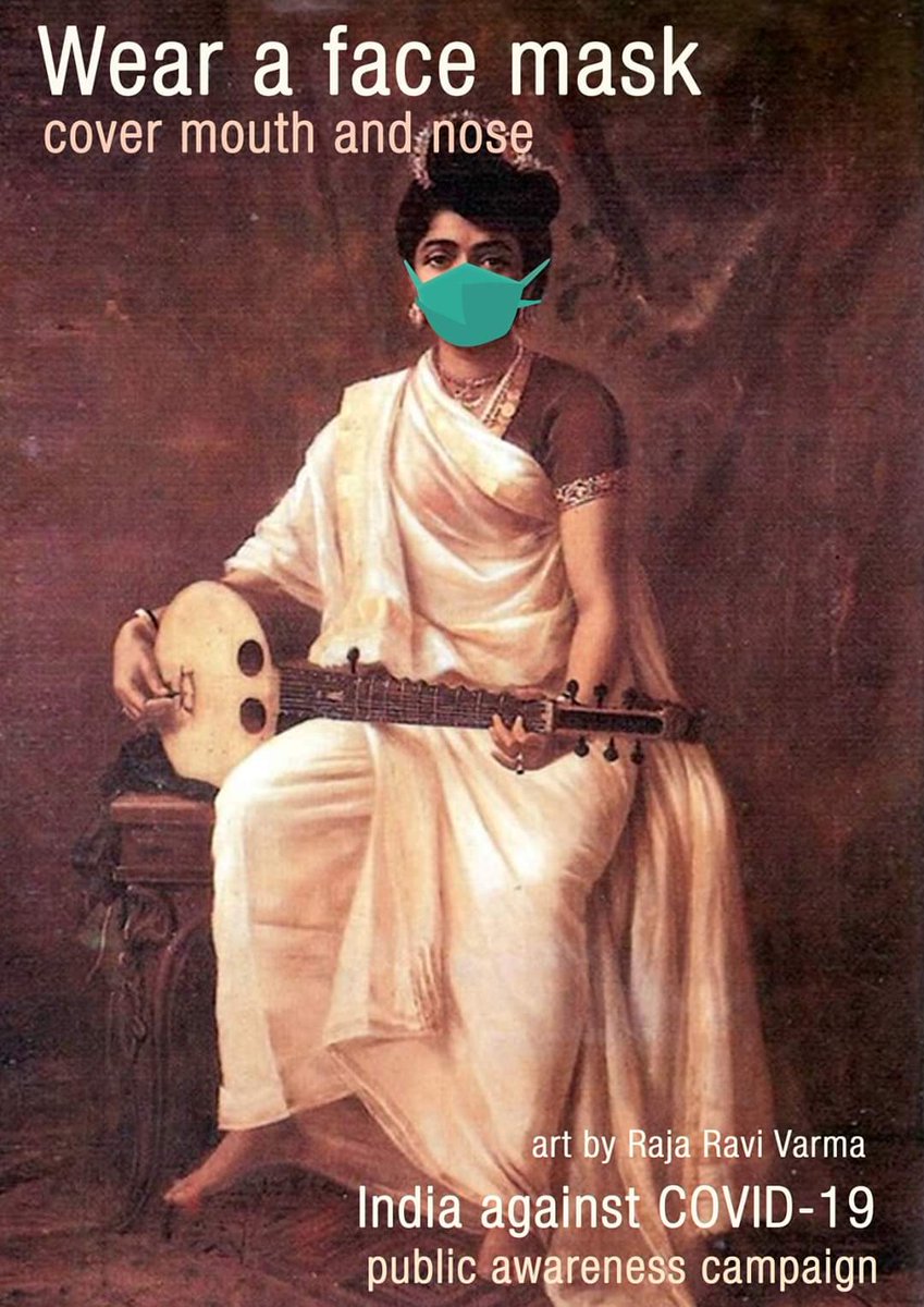 Joyfulcolours1's tweet photo. Disclaimer original artworks by Raja Ravi Varma manipulated by myself for a public awareness campaign #IndiaFightsCorona #IndiaFightsCOVID19 #COVID19 #coronavirusinindia #design #visualdesign #publichealth #publicinterest #India @ShashiTharoor https://t.co/ExSuCBJ6mR