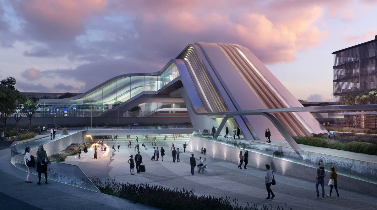 ttransithub's tweet image. Tallinn 🇪🇪

Ülemiste Terminal
 
Designed as a connecting public bridge as well as multi-modal transport hub, the terminal will be the starting point of the Rail Baltic line and should be completed by 2026.

📸 Zaha Hadid Architects