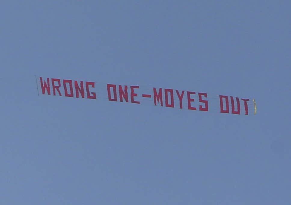 29. March 2014: Manchester United - Aston Villa 4-1. A thumping home win, but the game will be remembered for the “Wrong One - Moyes out” banner.