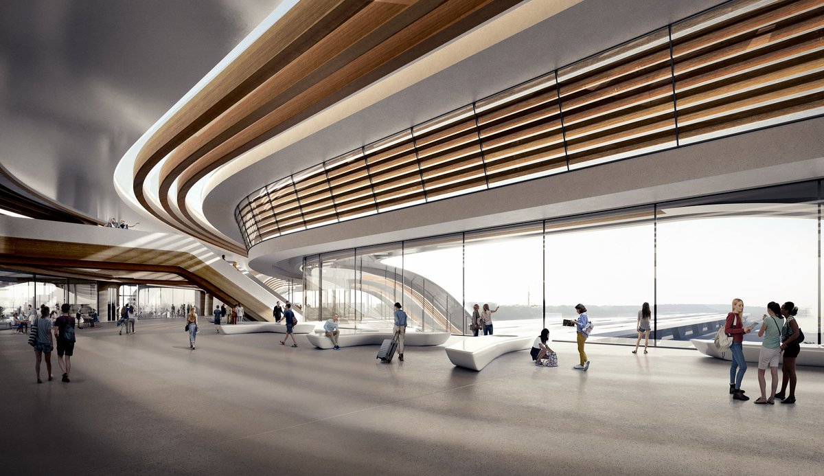 ttransithub's tweet image. Tallinn 🇪🇪

Ülemiste Terminal
 
Designed as a connecting public bridge as well as multi-modal transport hub, the terminal will be the starting point of the Rail Baltic line and should be completed by 2026.

📸 Zaha Hadid Architects