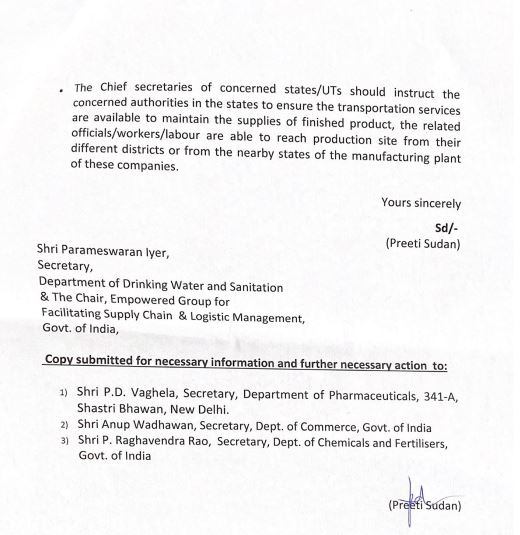 ANI's tweet photo. Union Health Secretary Preeti Sudan writes to the various departments of the government to ensure the availability of anti-TB drugs.
#COVID19 https://t.co/vdYZNwa6FC