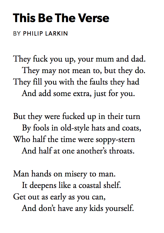 104 This Be The Verse by Philip Larkin, read by  @beatieedney  #PandemicPoems  https://soundcloud.com/user-115260978/104-this-be-the-verse-by-philip-larkin-read-by-beatie-edney