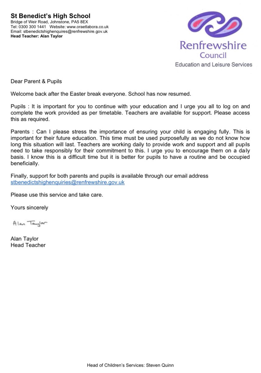 An update from Mr. Taylor: