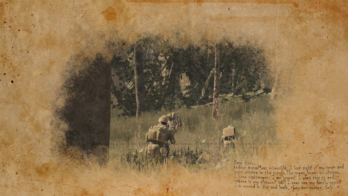 TaskForce_47's tweet photo. A note among pictures, found on a corpse of a recoverd combat photographer...
#arma3 #Vietnam #vintage #DiaryNote https://t.co/MO2srlMPoS