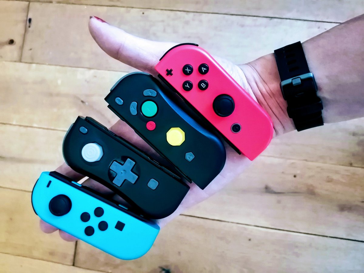I got the GameCube style third party joy-cons and they feel good. Really, really good. The default joy-con buttons feel like an awkward third party controller compared to the shape of these. See the size of my thumb? See why I like the huge A button & proper d-pad? So would you.  https://twitter.com/thetallulahhh/status/1252307167568420871