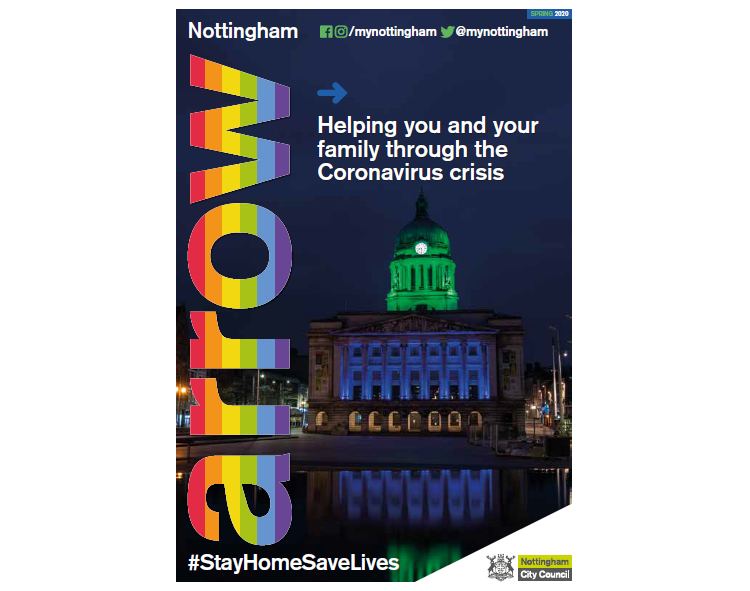 MyNottingham's tweet photo. Look out for the Arrow magazine landing on doormats across the city this week with important info to help you and your family through the coronavirus crisis:
https://t.co/efEgJotJDq https://t.co/Ztpt40u6tx