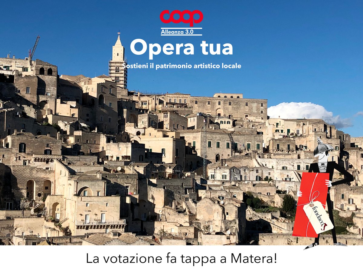 Dal 2017 Fondaco è partner di <a href="/coopalleanza/">Coop Alleanza 3.0</a> per l’iniziativa #Operatua. Per noi il Patrimonio culturale costituisce la base da cui ripartire, perché nessun altro paese al mondo può vantare tanta bellezza. Siamo a Matera, prendetevi un minuto e votate  all.coop/operatua