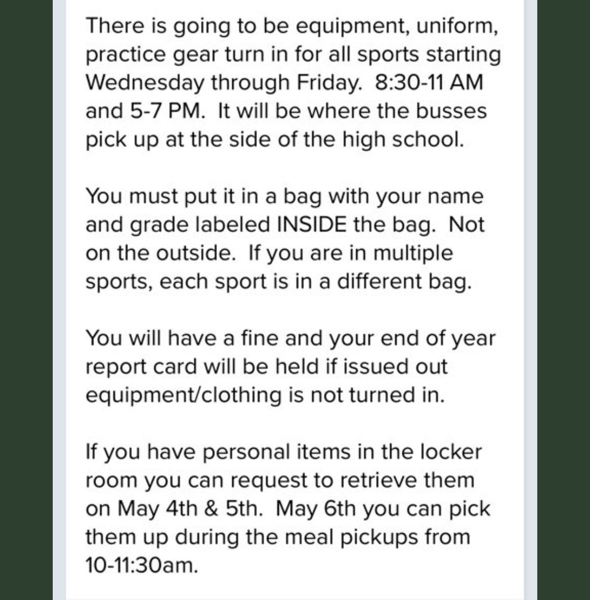 MabankTrack's tweet image. Please read the details on turning in your equipment, uniforms, practice gear, and uniforms. This is for all sports.