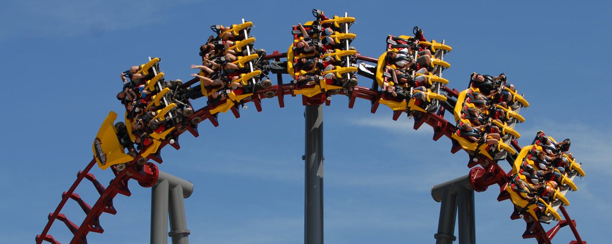 firehawk (2007-2018) was a vekoma flying dutchman coaster relocated from geauga lake. when the red paint chipped off you could see the neon green paint from when it was at gauga lake.