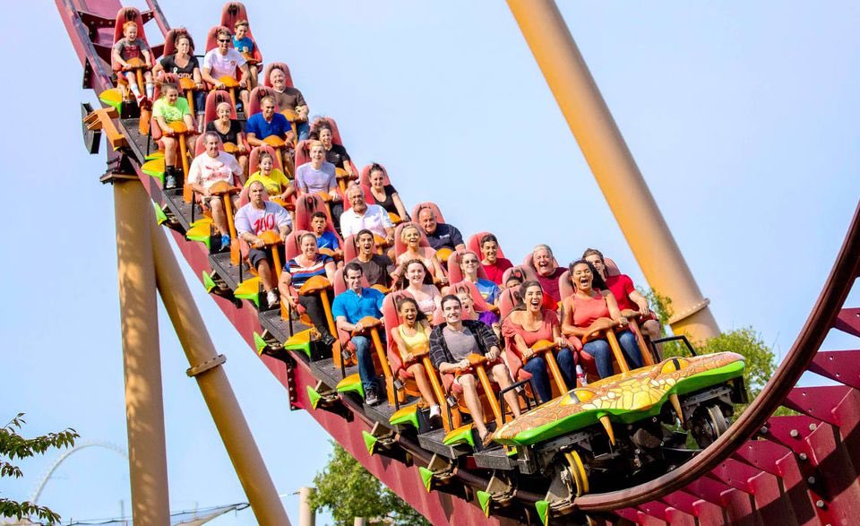 diamondback (2009-present) is a bolliger and mabillard (B&M) hypercoaster standing at 230 feet tall with a max speed of 80 mph. its considered one of the best hypercoasters by many enthusiasts. if you're in the back row you get a little wet from the splashdown.
