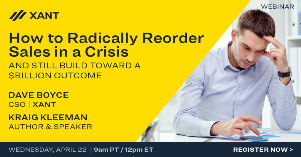 RichBarefoot's tweet photo. With more and more people shifting from face-to-face sales meetings to selling remotely, how can you and your organization adapt effectively?

Join us this Wednesday, April 22 at 9:00am PT, to learn tips from Kraig Kleeman on reordering your sales during https://t.co/kSWK0ZIjXj https://t.co/sLGOrYBVr5