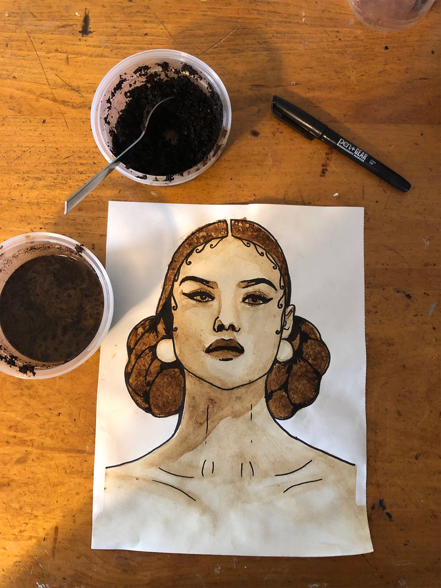 bhsArtMakers's tweet photo. ART OF THE DAY: Been gone too long! Today's selection is from a recent online sketchbook activity. It's a coffee painting done by BHS sophomore Melanie Humke and measures 9"x12". #wildcatart #wildcatartist #bhsartmakers @BVilleWiSchools #onlinecreativity https://t.co/hpMi0qdCxj