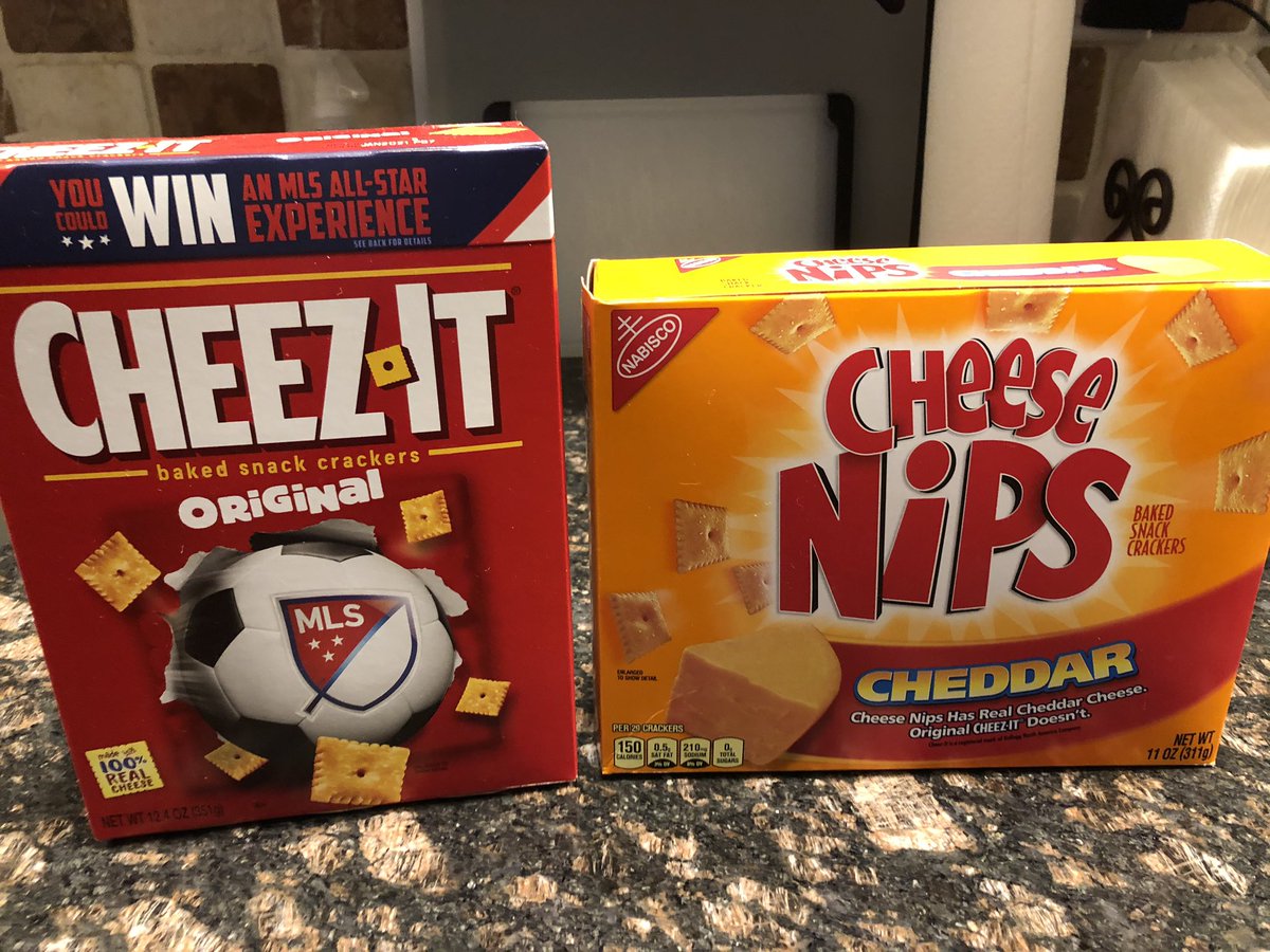 billinbrooklyn's tweet photo. Although they are both filled with cheese-like goodness, I have to say is #cheezits taste better than #cheesenips Am I wrong? Had Nips delivered instead of Its and I wasn’t happy but not unhappy. @cheezit https://t.co/qMTK5pmFcs
