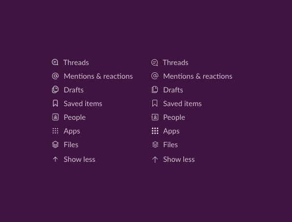 desandro's tweet photo. Align icons vectors to the pixel grid - even in a retina-screen world. No fuzzy pixels. Here's what Slack could look like https://t.co/sCxzH23zIb