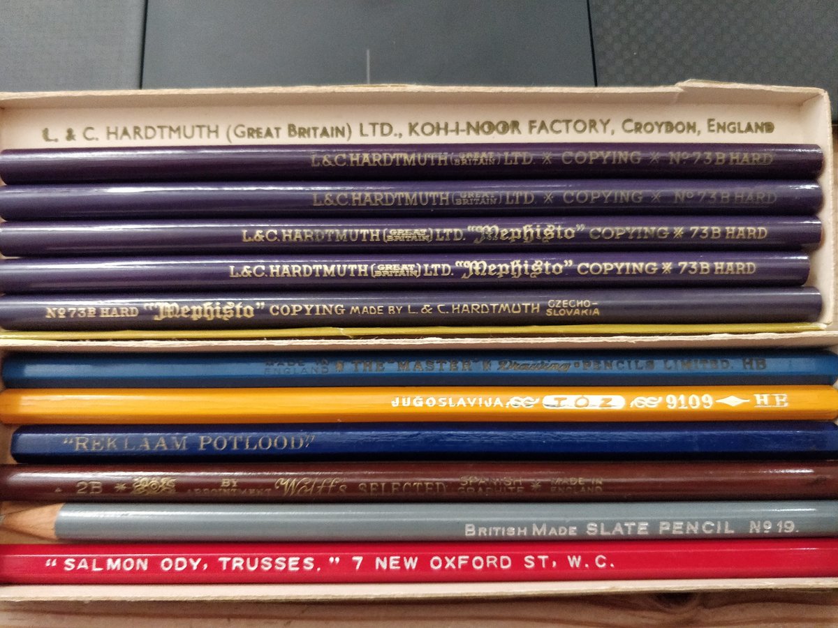 Inside are a bunch of Mephistos, plus a bunch of other assorted vintage pencils from all over