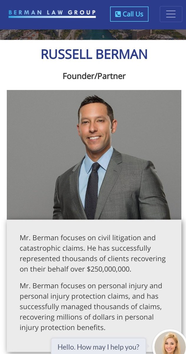 BLG is a boutoque local firm with a focus on personal injury litigation. A typical "ambulance chaser" set up. Their founder Russell Berman is not recognized by any industry publications like Legal 500 or Chambers etc  http://bermanlawgroup.com 