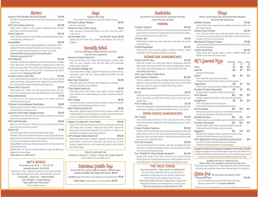 MJs_Restaurant's tweet photo. We're open for delivery, take-out or curbside take-out 11am - 8pm!! Want to view our menu?  See it right here!! And if you order take-out and pick it up before 4pm, get 15% off your food!! Package goods also available (while supplies last) for take-out or delivery!! https://t.co/mMsUrPTXgZ