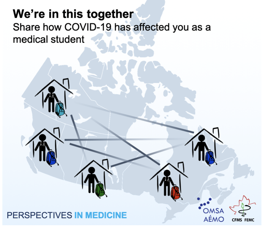 The Perspectives in Medicine initiative invites you to share your experiences and perspective during the pandemic. Submissions will be shared in an upcoming COVID specific journal installment. Please see the website to submit: perspectivesinmedicine.ca.