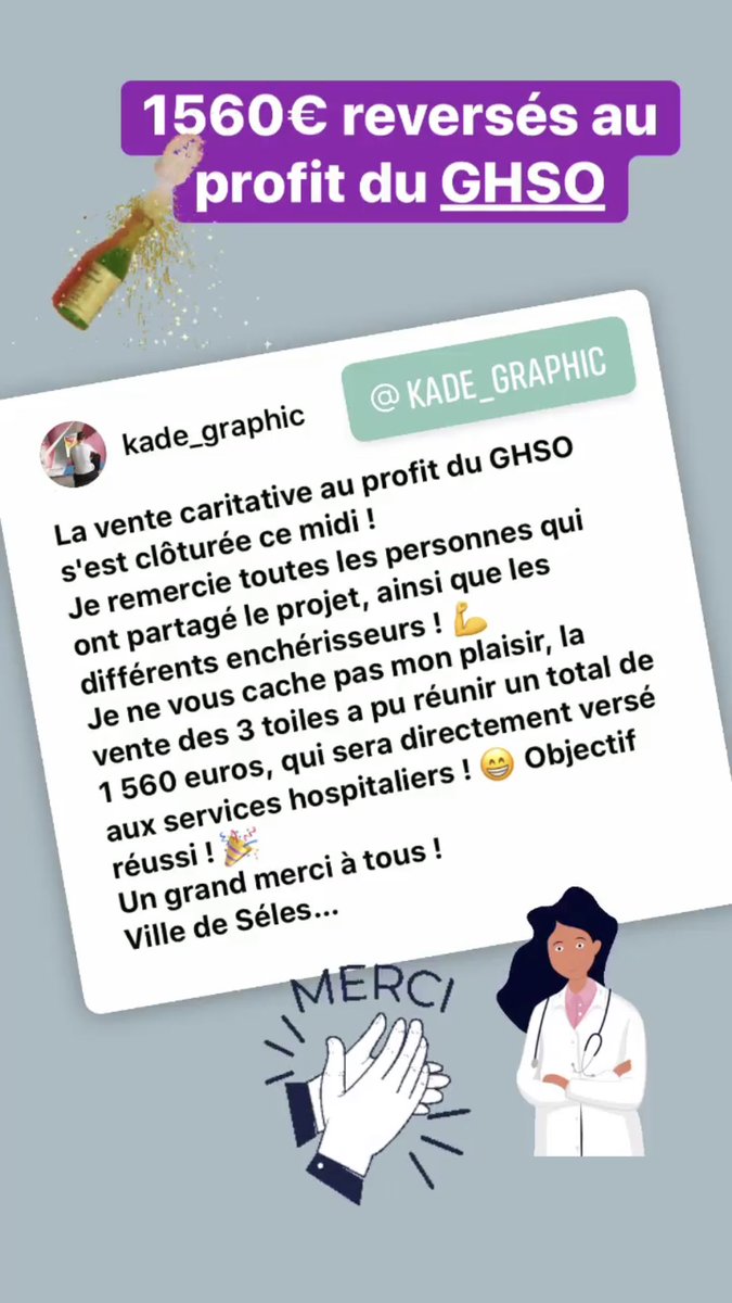 JeanroyThibaut's tweet photo. La vente c’est clôturé à midi, avec une très belle cagnotte qui s’élève à 1560€ directement reversé au GHSO (Groupe Hospitalier Selestat Obernai) 🔥🍾

#ensemblecontrecorona 
#solidarite 
#merci
#StreetArt 
#spraypaint 

@villedeselestat 
@VilleObernai https://t.co/2pE3Kysqot