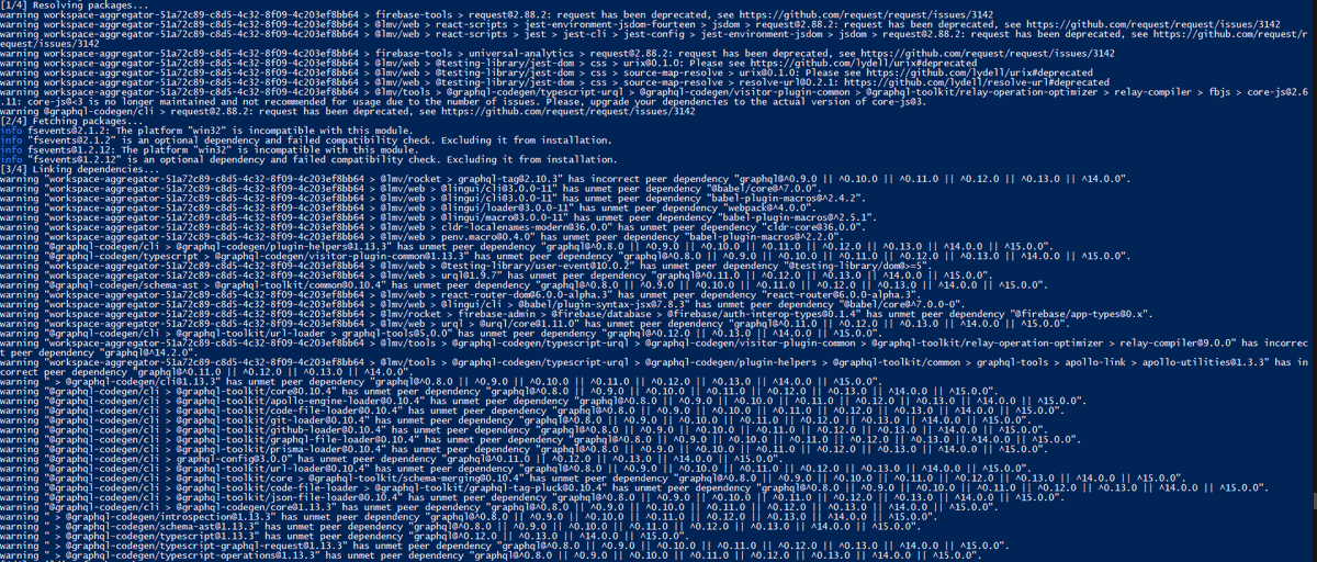danielk_cz's tweet photo. I want to remove peerDependencies from existence! This is from my small project, everything up to date and it's a total nightmare trying to track everything down. https://t.co/1nnnCfJC5l