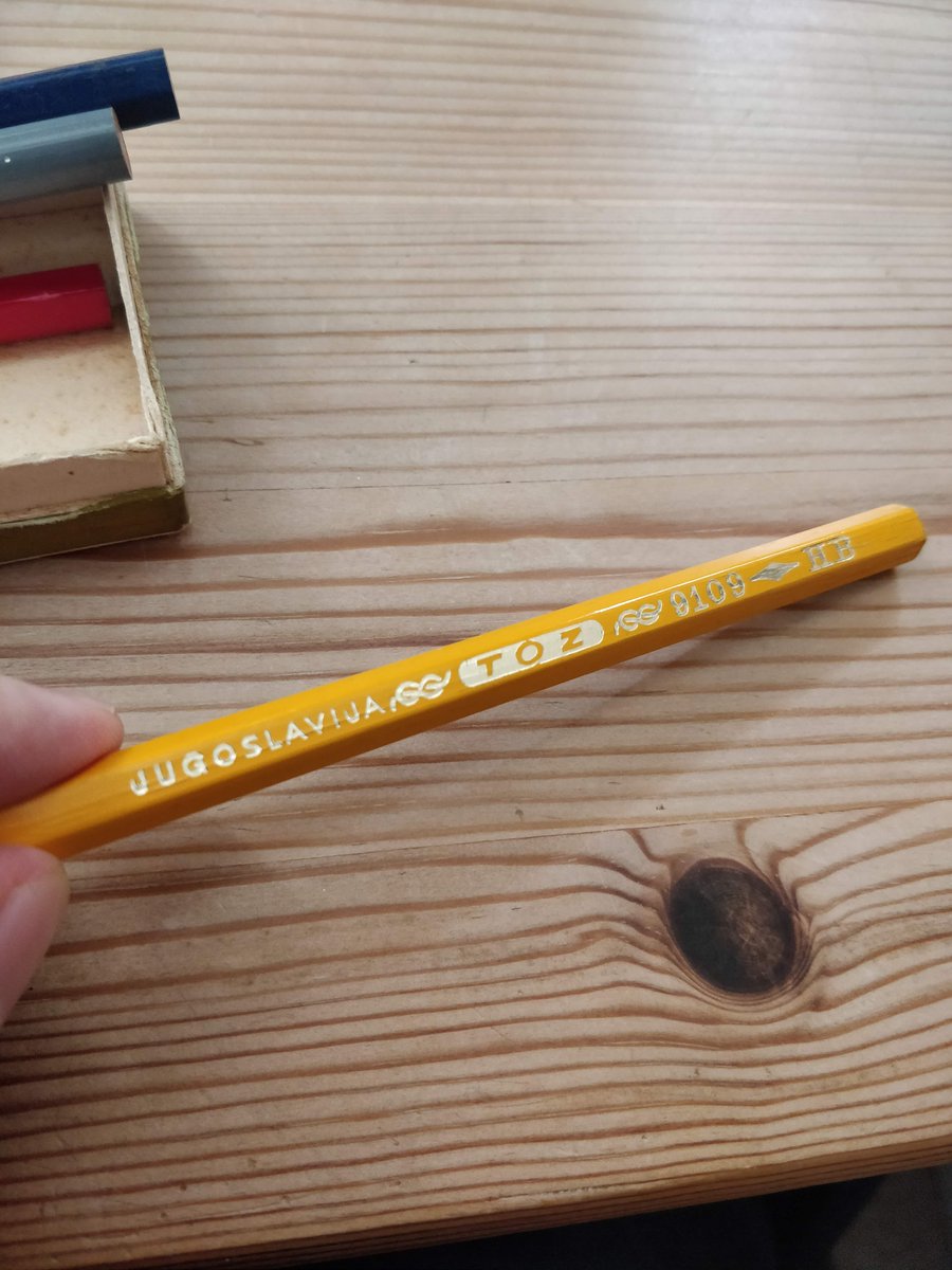 Next, a TOZ pencils from Jugoslavija (which tells us it's pre-2003, at least). The factory was shut down in shady conditions in 2015, the workers reckoned it had been run into the ground deliberately because it was valuable land  https://www.total-croatia-news.com/business/581-zagreb-pencil-factory-toz-penkala-closes-its-doors