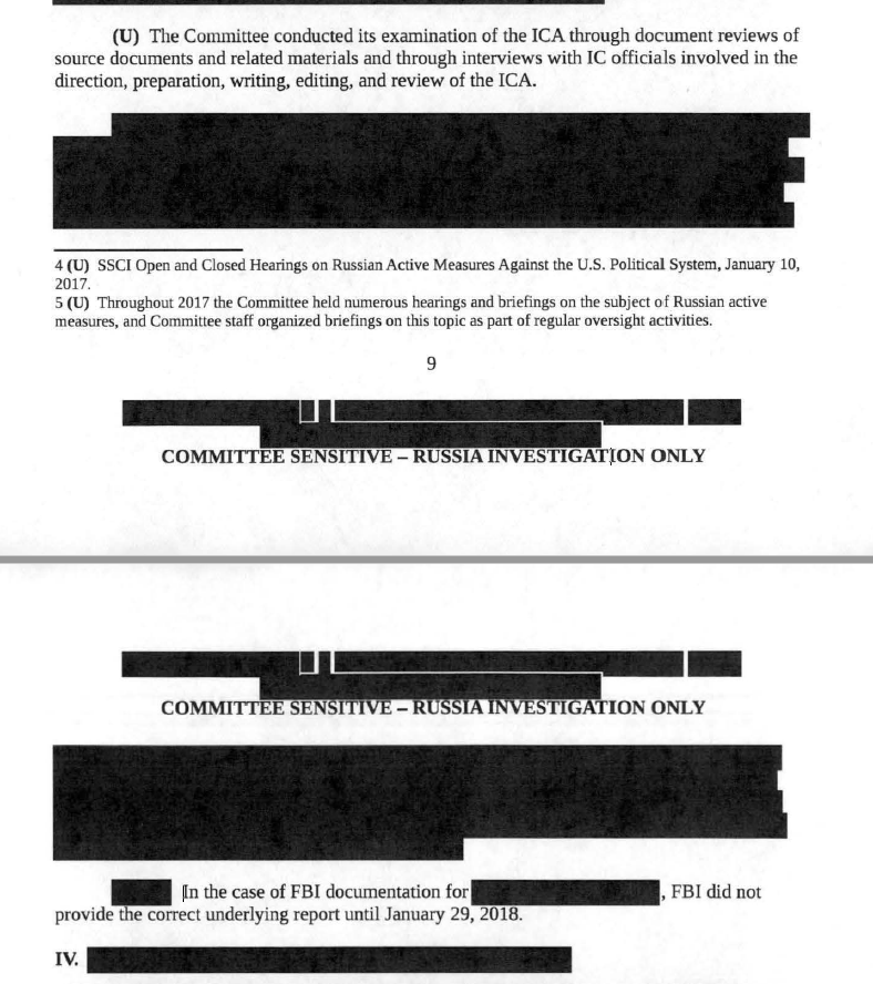 Hmm: Committee says it reviewed "source documents and related materials,” then later says that "In the case of FBI documentation for [redacted], FBI did not provide the correct underlying report until January 29, 2018.”