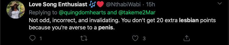 This tweet details the homophobia from Trans Activist who insist that Lesbian's like penis, and gay men vagina.After the initial post that will be done over a few days, I will update with new examples weekly. Feel free to link to it as needed.  #cottonceiling  #boxerceiling