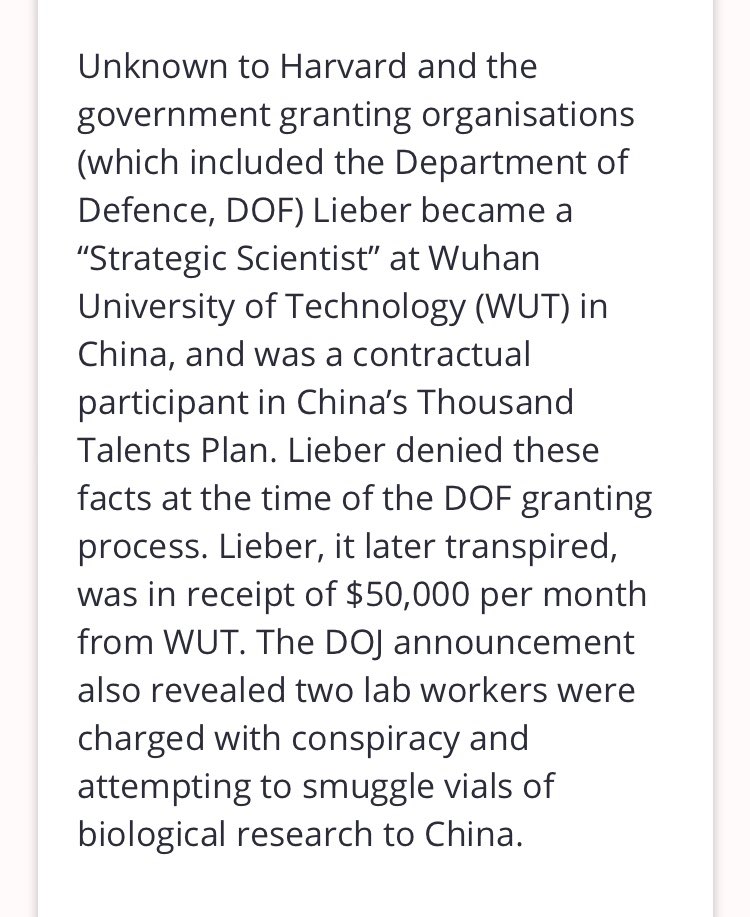 Little more side note on Lieber: Chinese Espionage in America’s most prestigious university “tip of iceberg” says 3-star General ( #KochNetwork)  https://gript.ie/chinese-espionage-in-americas-most-prestigious-university-tip-of-iceberg-says-3-star-general/