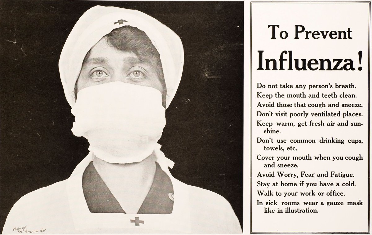 rrharmeyer's tweet photo. "To Prevent Influenza!" poster, from Illustrated Current News, 1918. U.S. National Library of Medicine. #Covid19 #StayHome #RespectForHealthcareWorkers https://t.co/l3EdzRWvPf
