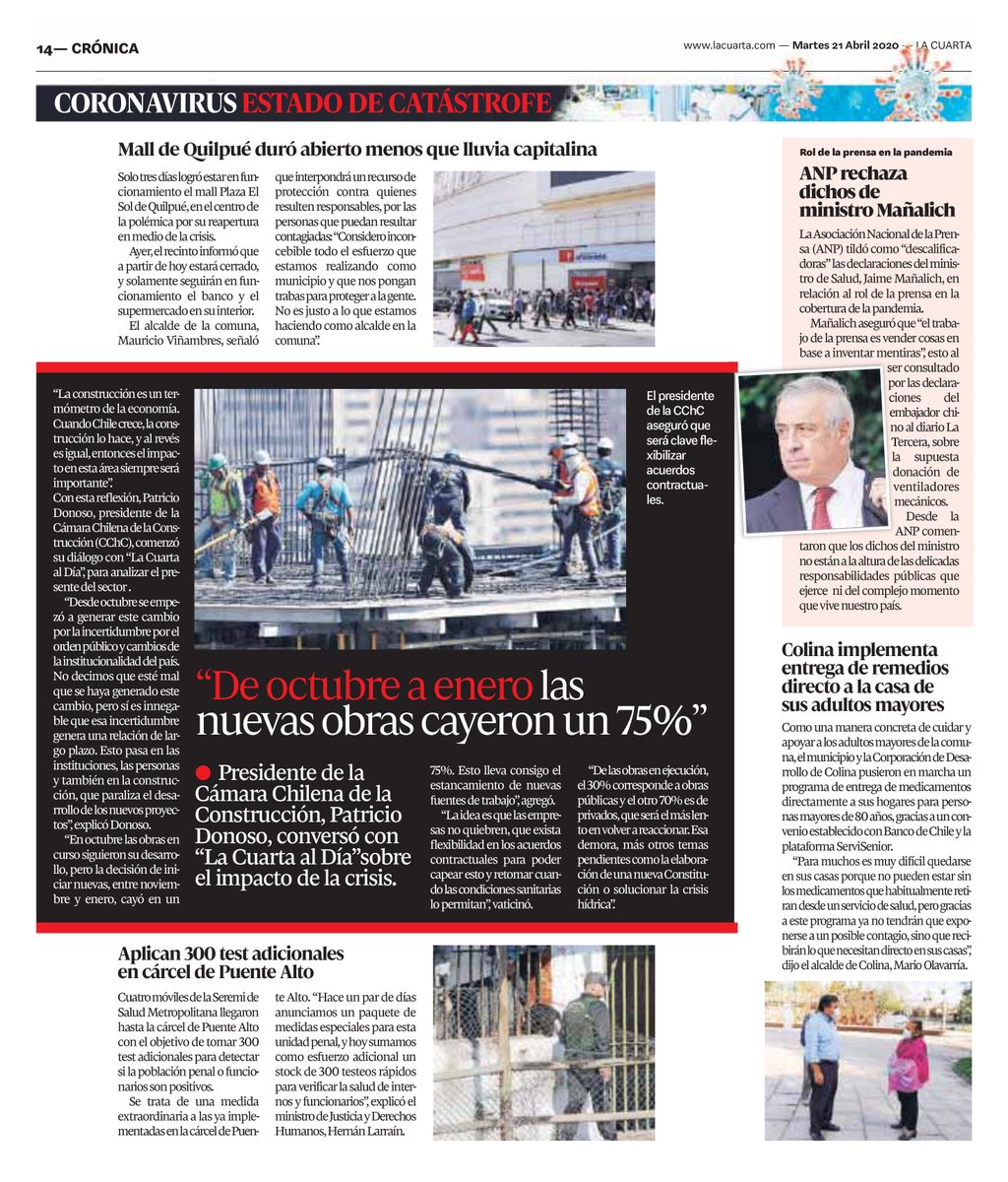 MuniColina's tweet photo. #EsteVirusLoDerrotamosTodos | Hoy @lacuarta destacó hoy el importante convenio del municipio con @bancodechile y @servi_senior para realizar entrega de medicamentos a adultos mayores de 80 años, otra medida de apoyo para las personas en esta crisis de #COVID19.
@mario_olavarria https://t.co/7Ah7JSLEai