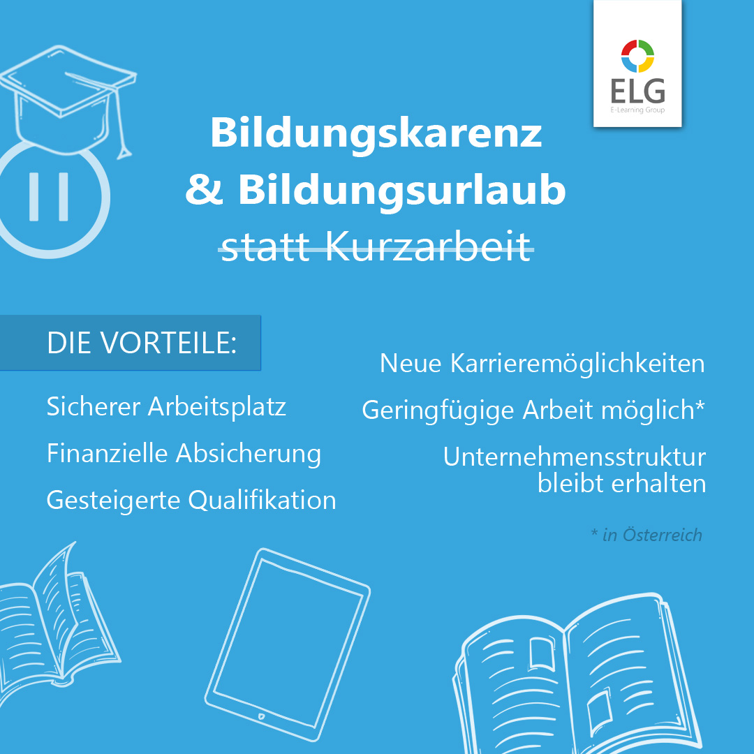 Es gibt Alternativen zur Kurzarbeit: Bildungskarenz (Österreich) und Bildungsurlaub (Deutschland).

Nutze die Zeit des Coronavirus für eine Weiterbildung - unsere Angebote sind gänzlich online und für eine Bildungskarenz geeignet.

Mehr dazu im Blog: tinyurl.com/blog-bildungsk…