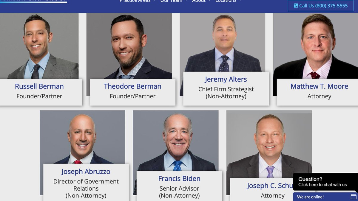 The management of the firm consists of Joe Biden's brother , Francis Biden, who is a not a qualified attorney, his role in the firm is unknown. The subject case is led by Jeremy Atlers, another non-practicing attorney who also serves as the firm's chief strategist.