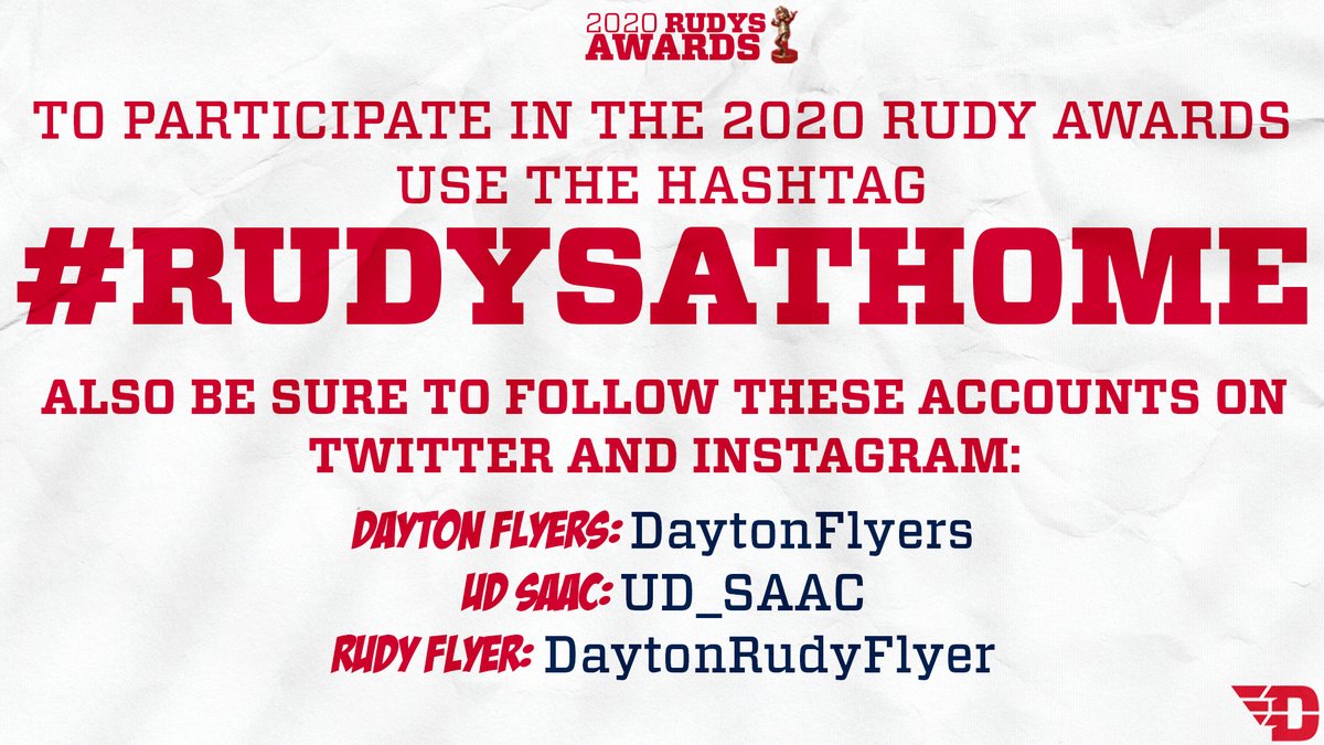 TODAY IS THE DAY!!! 

Be sure to tune in TONIGHT at 7 P.M. for the annual RUDY AWARDS 🏆

Remember to use the hashtag 
#RUDYSatHOME 

We can't wait to see you tonight ✈️