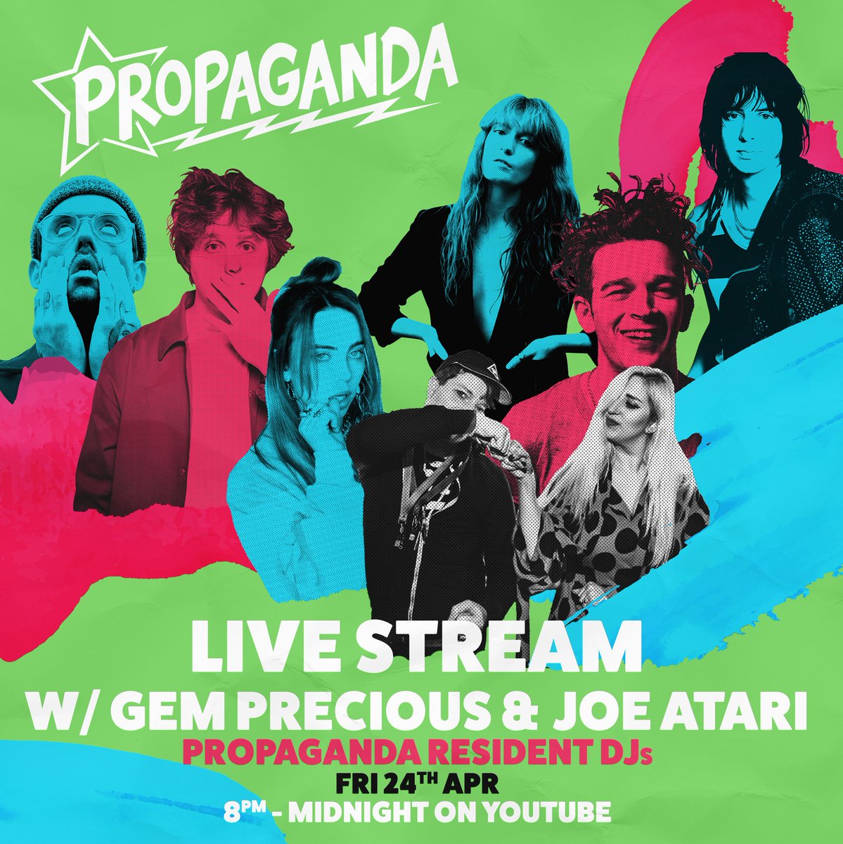 We don't want you missing out on your weekly Propaganda! Join us this Friday at 8pm for our 5th YouTube livestream with not 1 but 2 of our resident DJs....  <a href="/gempreciousdj/">Gem Precious 💎</a> and <a href="/JoeAtari/">Joe Atari</a>! 
We'll go live here, Friday 8pm >> youtu.be/Wy31KyBEjXQ