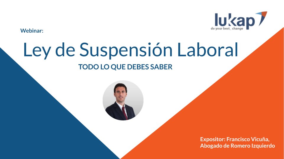 LukkapChile's tweet photo. Lo prometido es deuda. Ya está disponible en nuestra web la charla completa sobre "Todo lo que necesitas saber de la Ley de suspensión laboral", nuestro primer #webinar dirigido a el área de #GestiónDePersonas Link: https://t.co/yYG7VOYPup 
#Trabajo #RRHH #Outplacement https://t.co/xGPuJfOpPZ