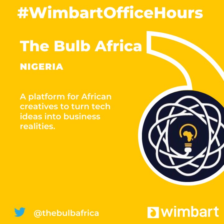 Wimbart's tweet photo. #WimbartOfficeHours
#MeetTheMentees
@PricePally - Agritech
@TheBulbAfrica - Tech Hub
#PRWorkshops #Finalists #WimbartPR #Tech #AfricanTech #Startups #B2BPR https://t.co/4B62ifUI9t