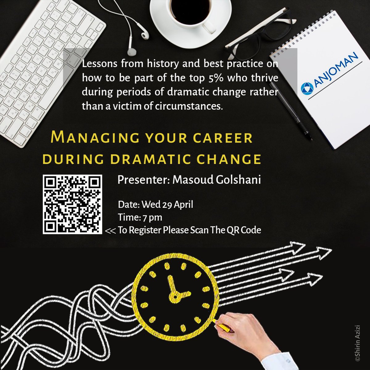 To support our community during these challenging times we will be hosting a number of webinars. 
First of our Webinar Series: Wed 29 April,7pm
Managing Your Career During Dramatic Change 
led by Mr. Masoud Golshani. 
Event's Registration link: 
zoom.us/meeting/regist…
