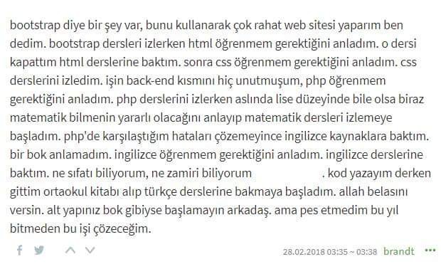 Alt yapı önemli #1MilyonYazılımcı derken aklıma şu efsane entry geldi, kod yazayım derken Türkçe derslerine başlamak...  :)